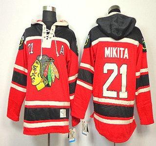 Cheap Chicago Blackhawks 21 Stan Mikita Red Lace-Up NHL Jersey Hoodies For Sale