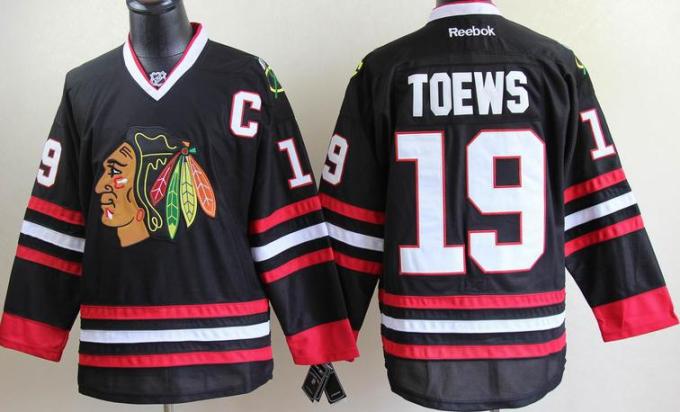 Cheap Chicago Blackhawks 19 Toews Black NHL Jerseys C Patch For Sale