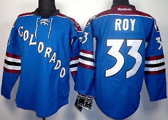 Cheap Colorado Avalanche 33 Patrick Roy Blue NHL Jerseys For Sale