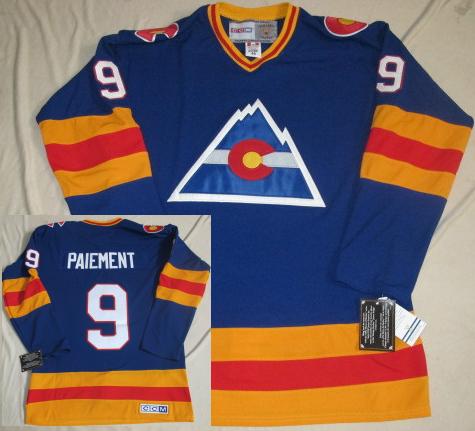 Cheap Colorado Avalanche 9 WILF PAIEMENT CCM Throwback Blue NHL Jerseys For Sale