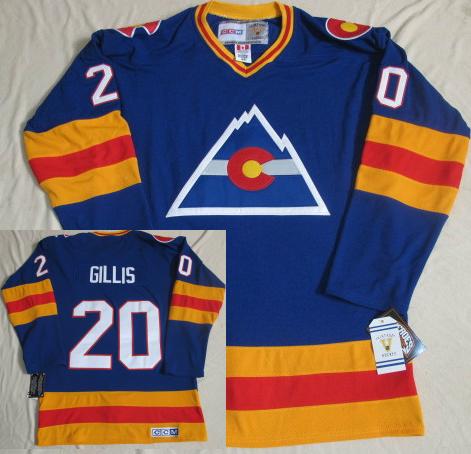 Cheap Colorado Avalanche 20 MIKE GILLIS CCM Throwback Blue NHL Jerseys For Sale