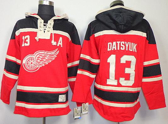 Cheap Detroit Red Wings 13 Pavel Datsyuk Red Lace-Up NHL Jersey Hoodies For Sale