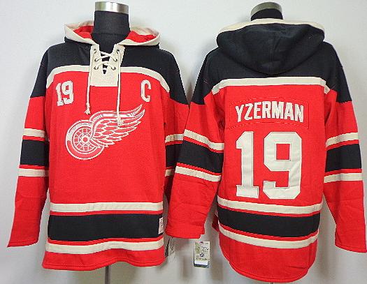 Cheap Deroit Red Wings #19 Steve Yzerman Red Lace-Up NHL Jersey Hoodies For Sale