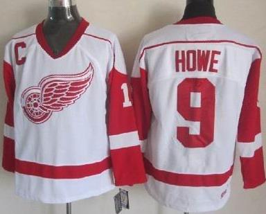 Cheap Detroit Red Wings 9# Howe White NHL Jerseys For Sale