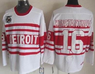 Cheap Detroit Red Wings 16# Konstantinov White 75TH CCM NHL Jerseys For Sale
