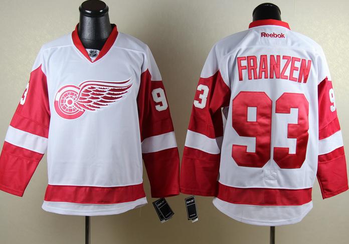 Cheap Detroit Red Wings 93 Johan Franzen White Jerseys For Sale