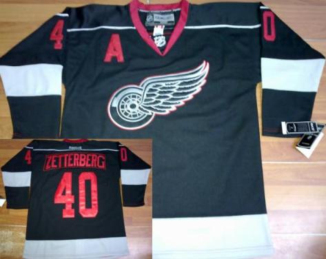 Cheap Detroit Red Wings 40 Henrik Zetterberg Black NHL Jerseys For Sale