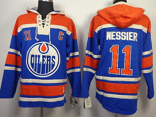 Cheap Edmonton Oilers 11 Mark Messier Blue Lace-Up NHL Jersey Hoodies For Sale
