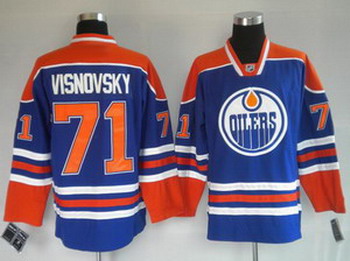 Cheap Edmonton Oilers 71 VISNOVSKY blue Jerseys For Sale