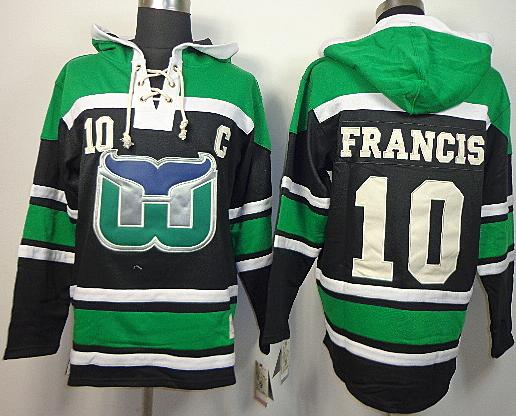 Cheap Hartford Whalers 10 Ron Francis Green Lace-Up NHL Jersey Hoodies For Sale