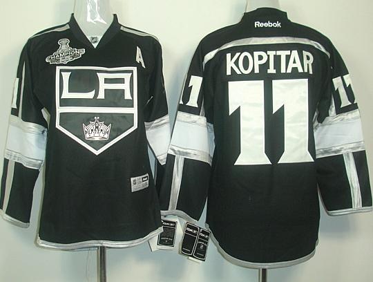 Cheap Los Angeles Kings #11 Anze Kopitar Black Stanley Cup Finals Champions Patch NHL Jerseys LA Style For Sale