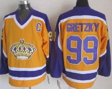 Cheap Los Angeles Kings 99 Wayne Gretzky Yellow Throwback CCM Jersey For Sale