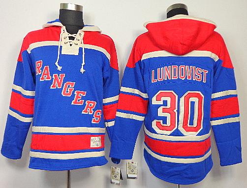 Cheap New York Rangers 30 Henrik Lundqvist Blue Blue Lace-Up NHL Jersey Hoodies For Sale
