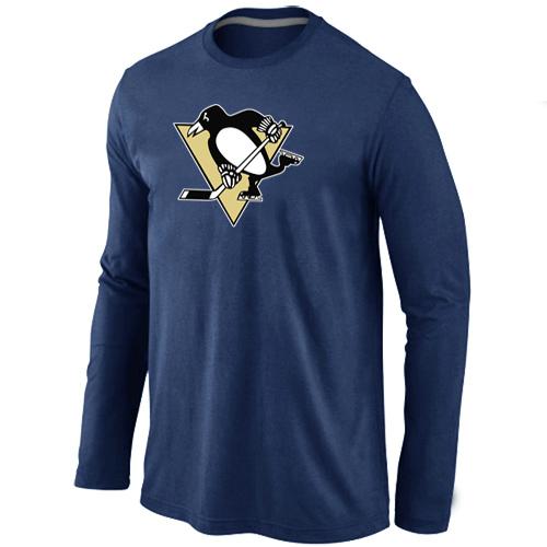 Cheap Pittsburgh Penguins Big & Tall Logo D.BLUE Long Sleeve NHL T-Shirt For Sale