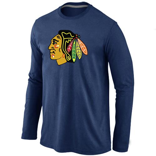 Cheap Chicago Blackhawks Big & Tall Logo D.BLUE Long Sleeve NHL T-Shirt For Sale