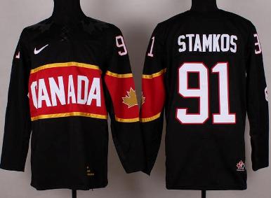 Cheap 2014 Winter Olympics Canada Team 91 Steven Stamkos Black Hockey Jerseys For Sale