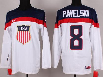 Cheap 2014 Winter Olympics USA Team 8 Joe Pavelski White Hockey Jerseys For Sale