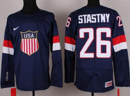 Cheap 2014 Winter Olympics USA Team 26 Paul Stastny Blue Hockey Jerseys For Sale