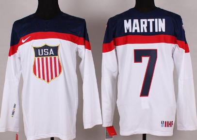Cheap 2014 Winter Olympics USA Team 7 Paul Martin White Hockey Jerseys For Sale