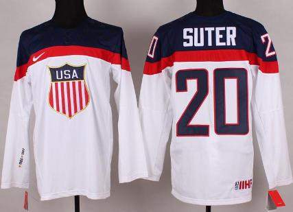 Cheap 2014 Winter Olympics USA Team 20 Ryan Suter White Hockey Jerseys For Sale