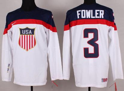 Cheap 2014 Winter Olympics USA Team 3 Cam Fowler White Hockey Jerseys For Sale