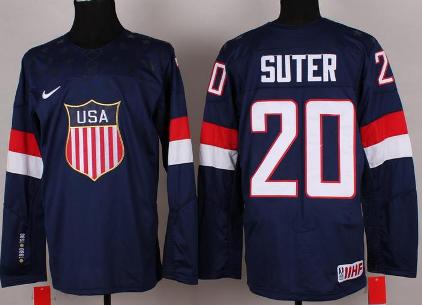 Cheap 2014 Winter Olympics USA Team 20 Ryan Suter Blue Hockey Jerseys For Sale