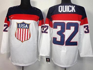 Cheap 2014 Winter Olympics USA Team 32 Jonathan Quick White Hockey Jerseys For Sale
