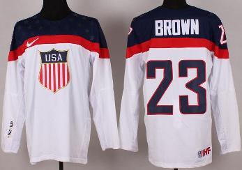 Cheap 2014 Winter Olympics USA Team 23 Dustin Brown White Hockey Jerseys For Sale
