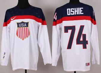 Cheap 2014 Winter Olympics USA Team 74 T.J. Oshie White Hockey Jerseys For Sale