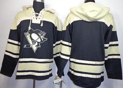 Cheap Pittsburgh Penguins Blank Black Lace-Up NHL Jersey Hoodies For Sale