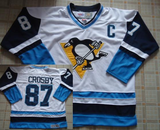 Cheap Pittsburgh Penguins 87 Sidney Crosby White CCM Throwback NHL Jerseys For Sale