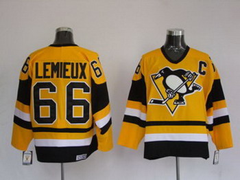 Cheap Pittaburgh Penguins 66 Marrio Lemieux Yellow Jerseys C patch For Sale