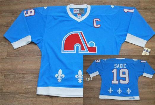 Cheap Quebec Nordiques 19 Sakic Light Blue CCM Jerseys For Sale