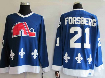 Cheap Quebec Nordiques 21 FORSBERG blue jerseys For Sale