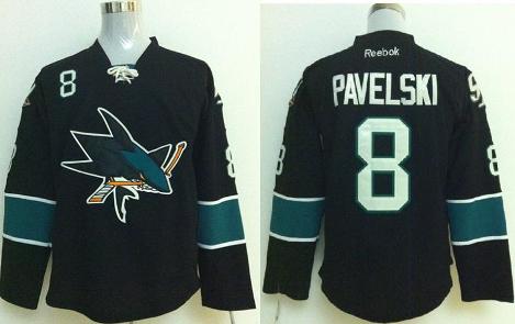 Cheap San Jose Sharks 8 Joe Pavelski Black NHL Hockey Jersey 2014 New For Sale