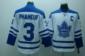 Cheap ICE Hockey Jerseys Pittaburgh Toronto Maple Leafs 3 Phaneuf white Jerseys C patch For Sale