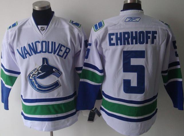 Cheap Vancouver Canucks 5 Ehrhoff White Jersey For Sale