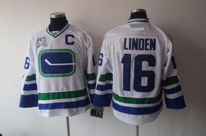 Vancouver Canucks Trevor Linden 16 With C Captian Patch 40th White Jersey