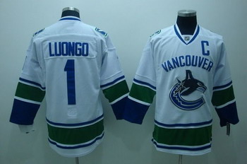 Cheap Vancouver Canucks 1 R.Luongo white jerseys C patch For Sale