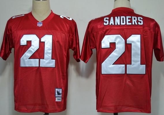 Cheap Atlanta Falcons 21 Deion Sanders Red M&N NFL Jerseys For Sale