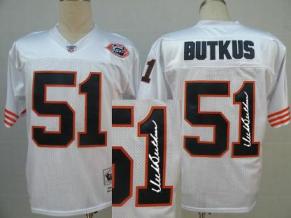 Cheap Chicago Bears 51 Dick Butkus White Big Number Throwback M&N Signed NFL Jerseys For Sale