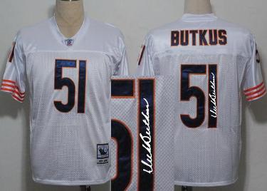 Cheap Chicago Bears 51 Dick Butkus White Throwback M&N Signed NFL Jerseys For Sale