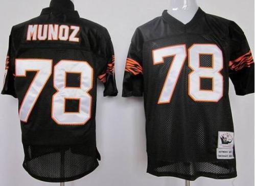 Cheap Cincinnati Bengals 78 MUNOZ Black Throwback Jerseys For Sale