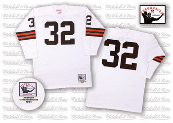 Cheap Cleveland Browns 32 Jim Brown white throwback Jersey For Sale