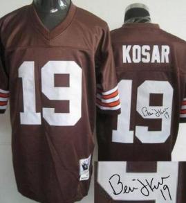 Cheap Cleveland Browns 19 Bernie Kosar Brown Throwback M&N Signed NFL Jerseys For Sale