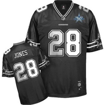 Dallas Cowboys 28 Felix Jones Black Jerseys With 50TH Patch