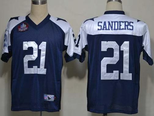 Cheap Dallas Cowboys 21 Deion Sanders Blue Thankgivings Hall of Fame Class NFL Jersey For Sale