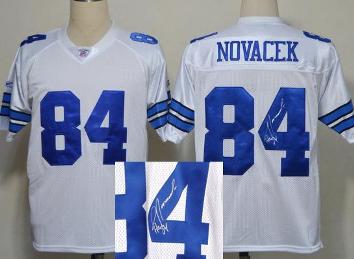 Cheap Dallas Cowboys 84 Jay Novacek White Throwback M&N Signed NFL Jerseys For Sale