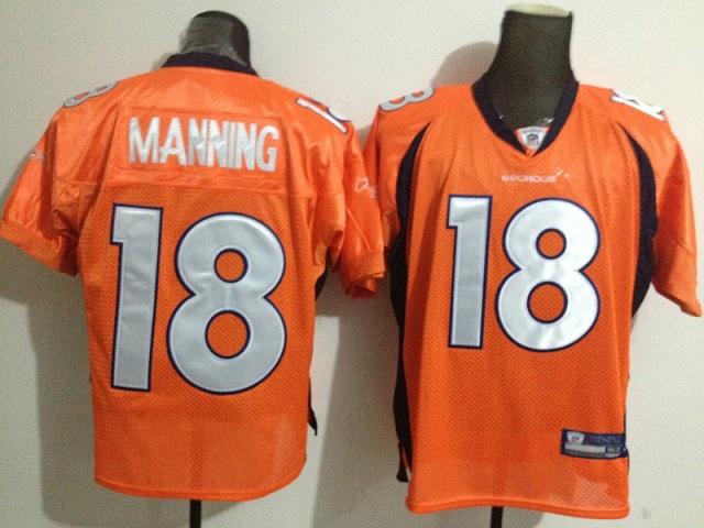 Cheap Denver Broncos #18 Peyton Manning Orange Football Jerseys For Sale