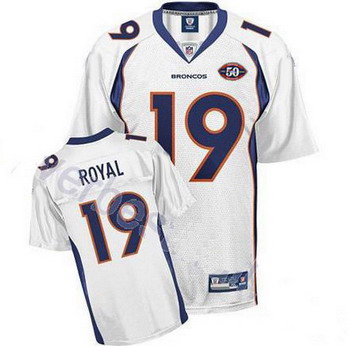 Cheap Denver Broncos Eddie Royal 19 White Jersey with 50TH Anniversary Patch For Sale